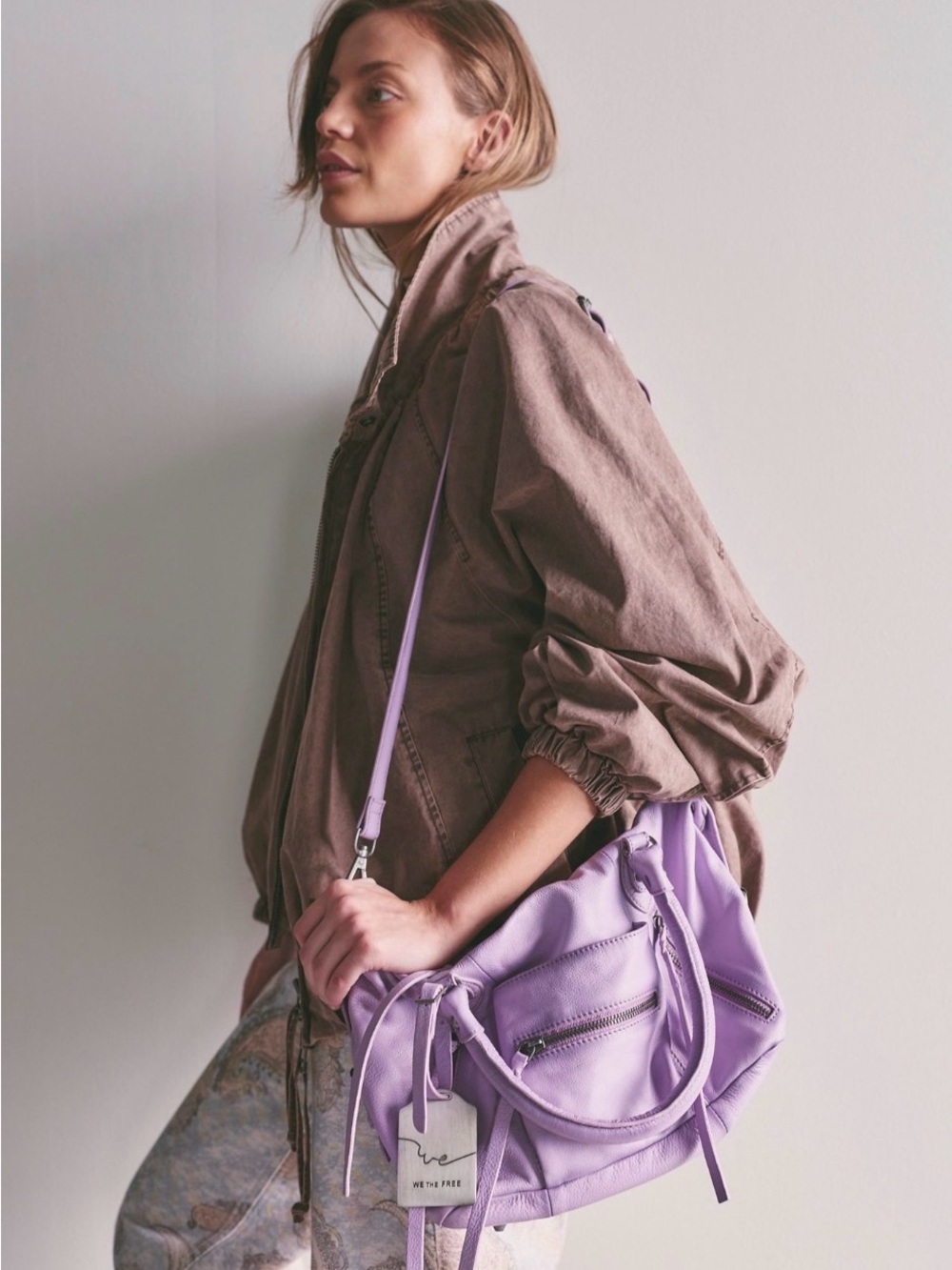 Free People Lavender Shoulder Tote